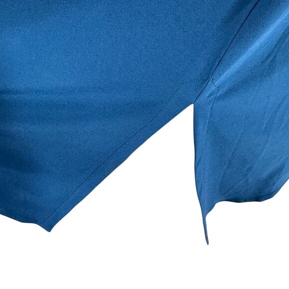 Sympli Grand Teal V-Neck 3/4 Sleeve Asymmetric Wrinkle Resistant Midi Dress OG - Picture 3 of 6